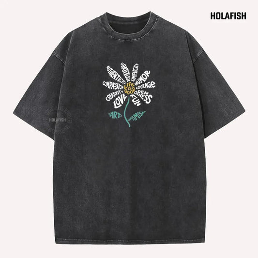 Holafish Casual Acid Washed Tshirt Cotton Unisex Top, Heavyweight Vintage Style, Soft Premium Fabric, Fresh Daily Look, Breathable All-Day Comfort