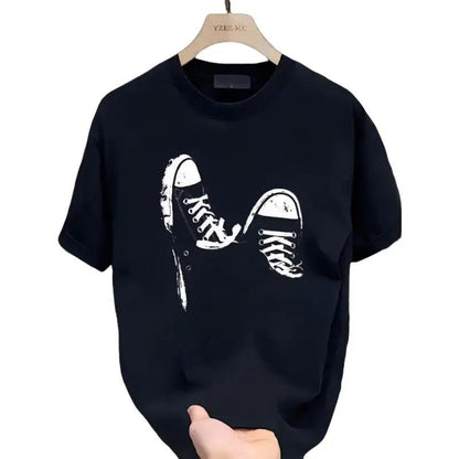Men's Round Neck Shortsleeve Graphic Print Cotton Tee - Summer Basic Light Tropical Breathable Fabric, Soft Thick Minimalist Sweat Tshirt, Thermally Optimized Fitted Casual Streetwear Boxy Baggy Top,summervibes