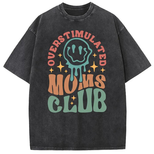 Holafish 2026 New Arrivals Oversized Acid Wash VintageMOM'S Club pattern T-Shirt,MOM'S Day Gift T-shirt Heavyweight Cotton Streetwear graphic vintage tees Menswear Crewneck Tshirt 2026 New Colors