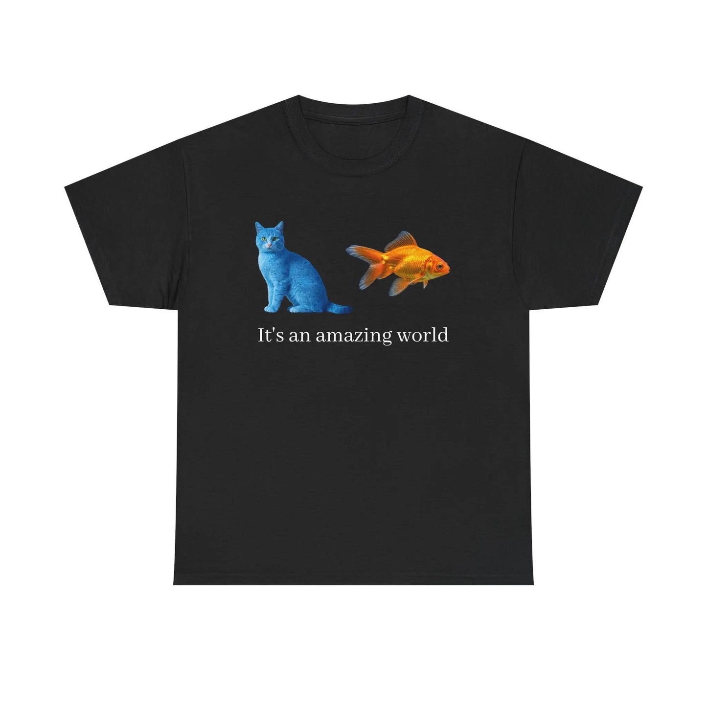 Blue Cat and Goldfish It's an Amazing World T-Shirt