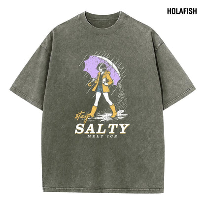 Holafish Womens Vintage Acid Wash Graphic Tee, Crew Neck Short Sleeve, Soft and Lightweight Cotton, Casual Cotton Unisex, Fashion Tops for Everyday Outfits