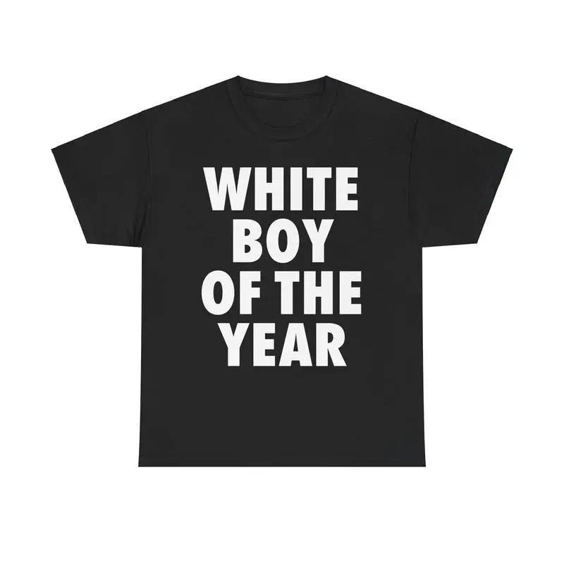 Men's Oversized White Classic Boy Print Crewneck T-Shirt, Simple Breathable Lightweight Cotton Short-Sleeve Casual Streetwear Tops tiktokshopspringglowup,summervibes outdoorfun
