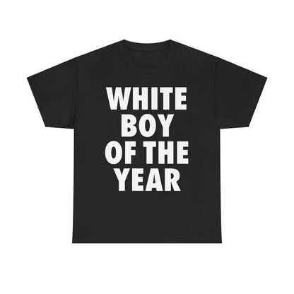 Men's Oversized White Classic Boy Print Crewneck T-Shirt, Simple Breathable Lightweight Cotton Short-Sleeve Casual Streetwear Tops tiktokshopspringglowup,summervibes outdoorfun