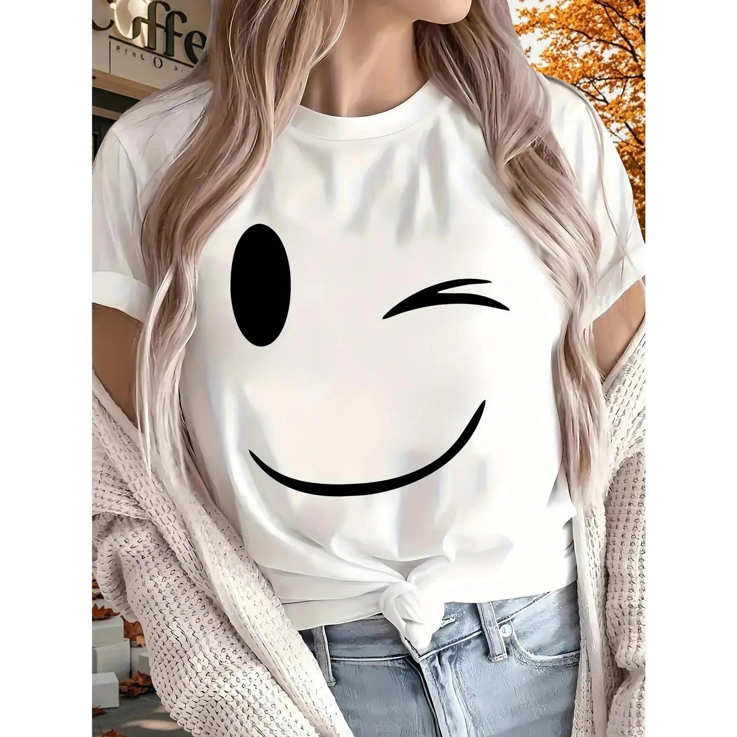 Happy New Year 2025! New women's printed T-shirt, short-sleeved, suitable for all seasons, outdoor, home, and sports wear. 100%25 pure cotton, crew neck, short sleeve.