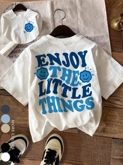 Women's Slogan Smiley Face Print Round Neck Graphic Tee, Vintage Trendy Casual Drop Shoulder Short Sleeve T-shirt for Daily Wear, Ladies Summer Outfit