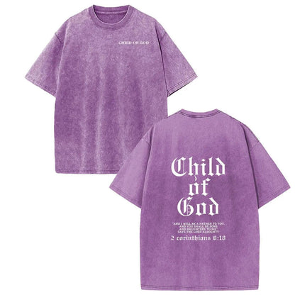 Holafish Oversize Acid Wash VintageChild Of God' Pattern T-Shirt,Heavyweight Cotton Streetwear graphic vintage Menswear Womenswear Crewneck Tshirt Top Hoodie