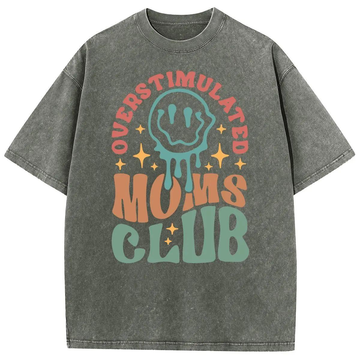 Holafish 2026 New Arrivals Oversized Acid Wash VintageMOM'S Club pattern T-Shirt,MOM'S Day Gift T-shirt Heavyweight Cotton Streetwear graphic vintage tees Menswear Crewneck Tshirt 2026 New Colors