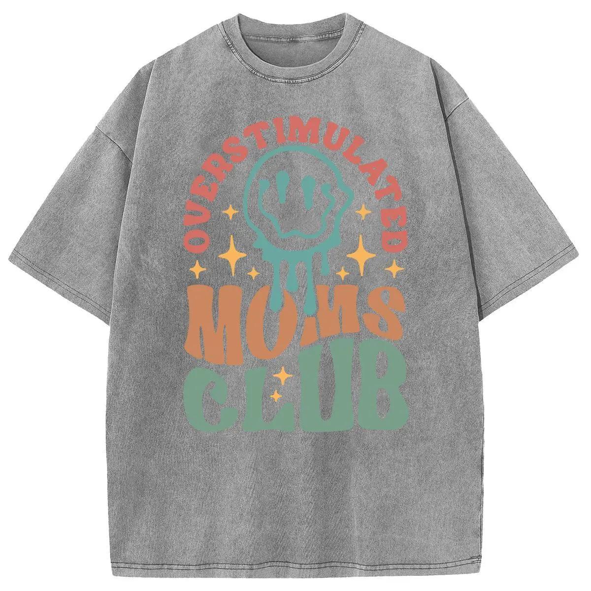 Holafish 2026 New Arrivals Oversized Acid Wash VintageMOM'S Club pattern T-Shirt,MOM'S Day Gift T-shirt Heavyweight Cotton Streetwear graphic vintage tees Menswear Crewneck Tshirt 2026 New Colors