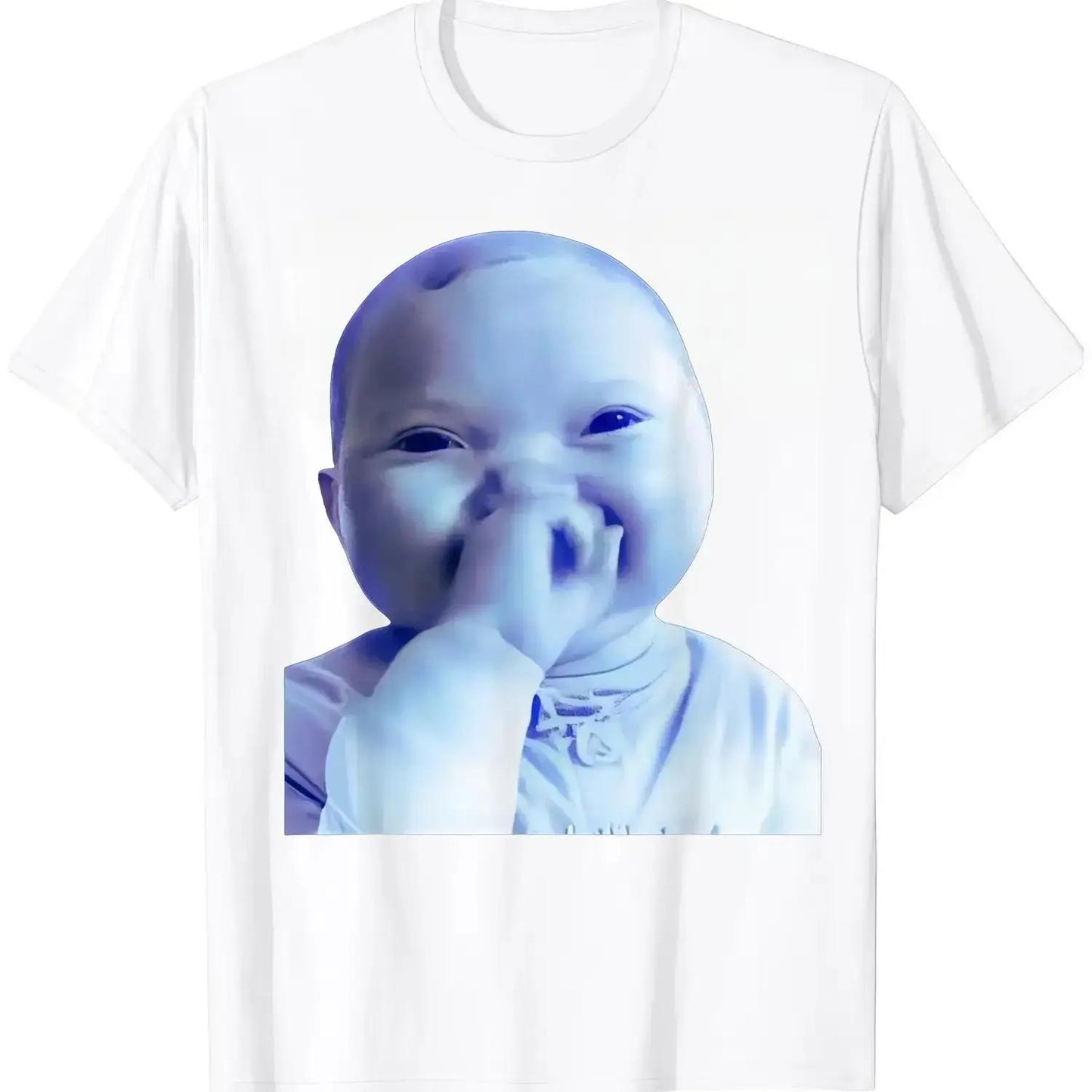 Funny AI Baby Holding Laugh Meme Trend T-Shirt