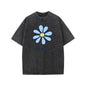Holafish Womens Daisy, Life Print Graphic Tee, Acid Washed T-Shirt with Drop Shoulder Design, Unisex Baggy Hip Hop Vintage Streetwear Style, Mothers Day Gift