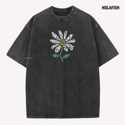 Holafish Casual Acid Washed Tshirt Cotton Unisex Top, Heavyweight Vintage Style, Soft Premium Fabric, Fresh Daily Look, Breathable All-Day Comfort