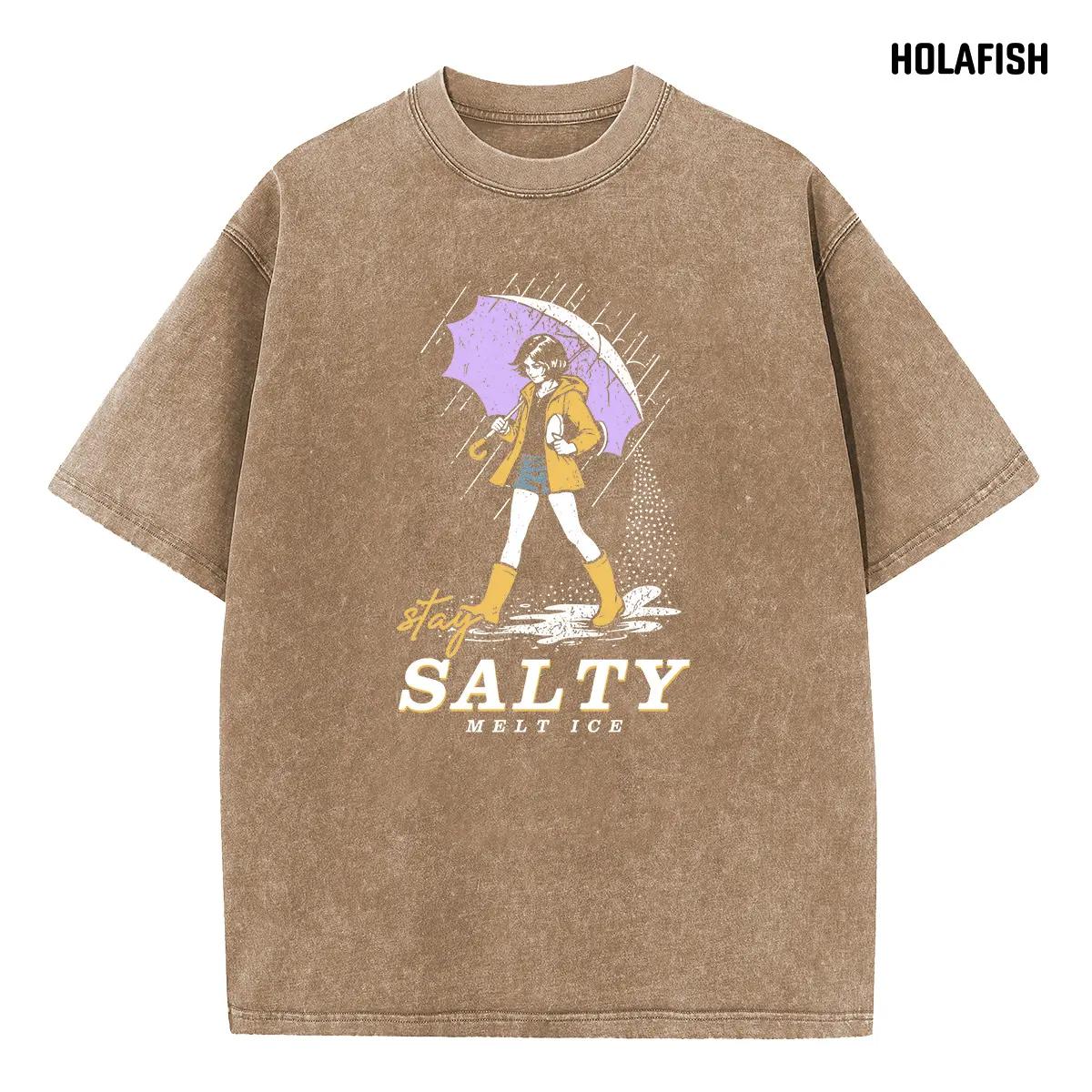 Holafish Womens Vintage Acid Wash Graphic Tee, Crew Neck Short Sleeve, Soft and Lightweight Cotton, Casual Cotton Unisex, Fashion Tops for Everyday Outfits