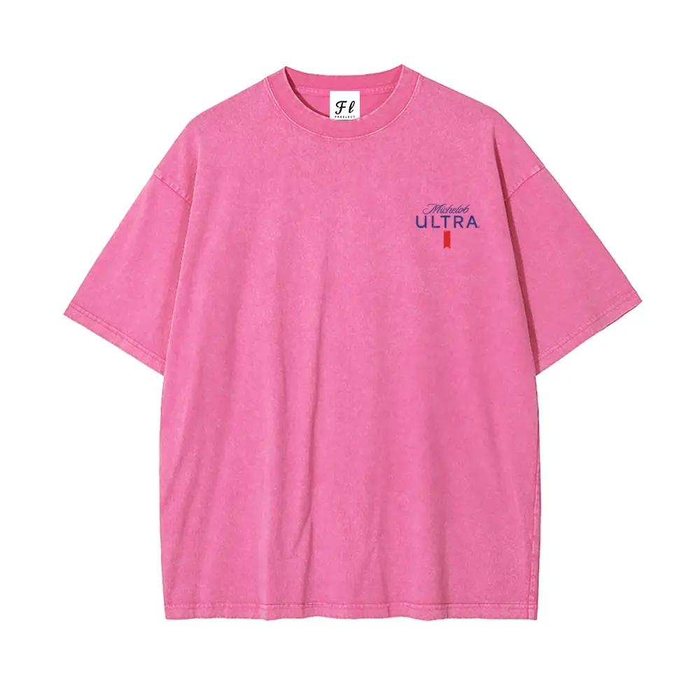 Golf Retro Washed  Cotton T-Shirt for Men, Loose Crew Neck, Casual Breathable, Michelob Ultra Golf Design,Suitable For Street Retro And Outdoor Sports And Leisure, Everyday Outfit