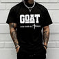 GOAT (God Over All) graphic T-shirt for men, 100%25 pure cotton, loose street-style short sleeves—trendy Christian casual top, best-selling faith urban fashion style., Shortsleeve, Menswear, Tshirt, Round Neck tiktokshopspringglowup
