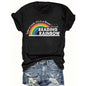 Womens Cotton Short Sleeve Rainbow Graphic Tee Reading Lover Shirt Cute Teacher Librarian Outfit Soft Breathable Casual Summer Top