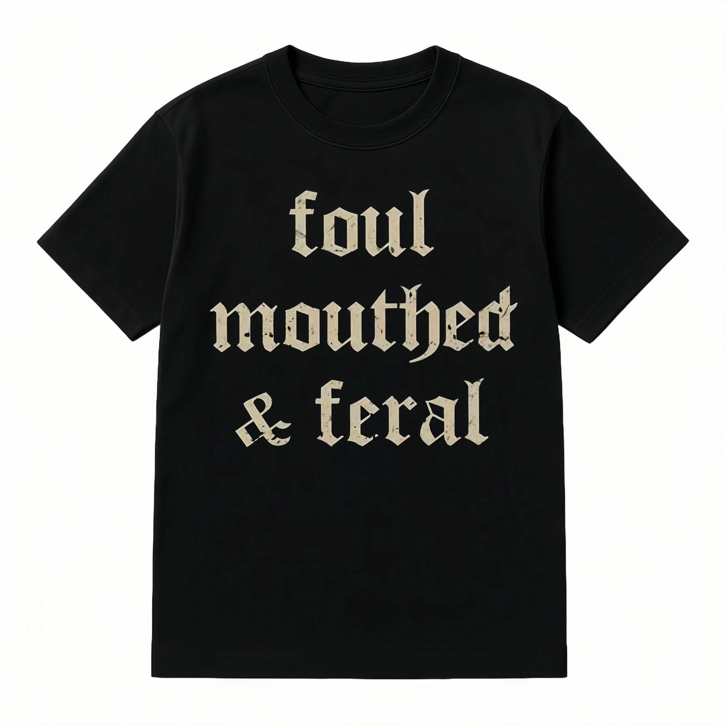 Women's Vintage Oversized Short-Sleeve Round Neck T-Shirt - Comfortable Foul-Mouthed Feral Retro Graphic Top, Funny Meme Tee for Moms, Casual Everyday Wear, outdoorfun, Casual Wear, T Shirts Women
