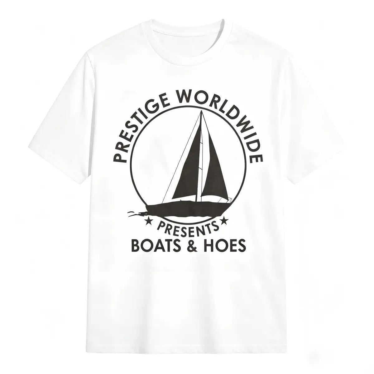 Mens T Shirt Prestige Worldwide Boats and Hoes Funny Movie Quote Tee