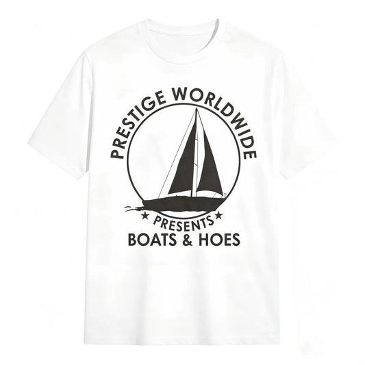 Mens T Shirt Prestige Worldwide Boats and Hoes Funny Movie Quote Tee