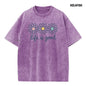 Holafish Upgraded Acid Wash Tee for Women Cotton Trendy Graphic T-Shirt Drop Shoulder Design for Vintage Streetwear Unisex Baggy Hip Hop Style Acid Washed Graphic Tee Mother's Day Gift