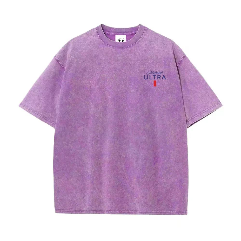 Golf Retro Washed  Cotton T-Shirt for Men, Loose Crew Neck, Casual Breathable, Michelob Ultra Golf Design,Suitable For Street Retro And Outdoor Sports And Leisure, Everyday Outfit