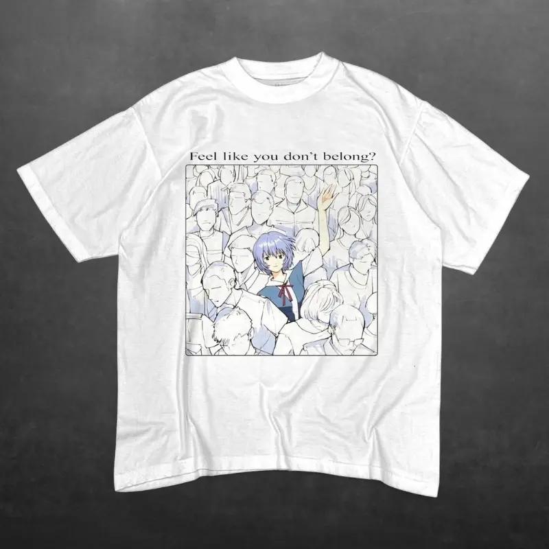 Rei Ayanami Shirt, Feel Like You Dont Belong Anime Tee, Evangelion Graphic Shirt, Sad Aesthetic Manga Tee, Anime Streetwear Shirt, Evangelion Ayanami Rei Top, Japanese Manga Graphic Tee, Vaporwave Anime Shirt, Unisex Menswear Womenswear Streetwear Top