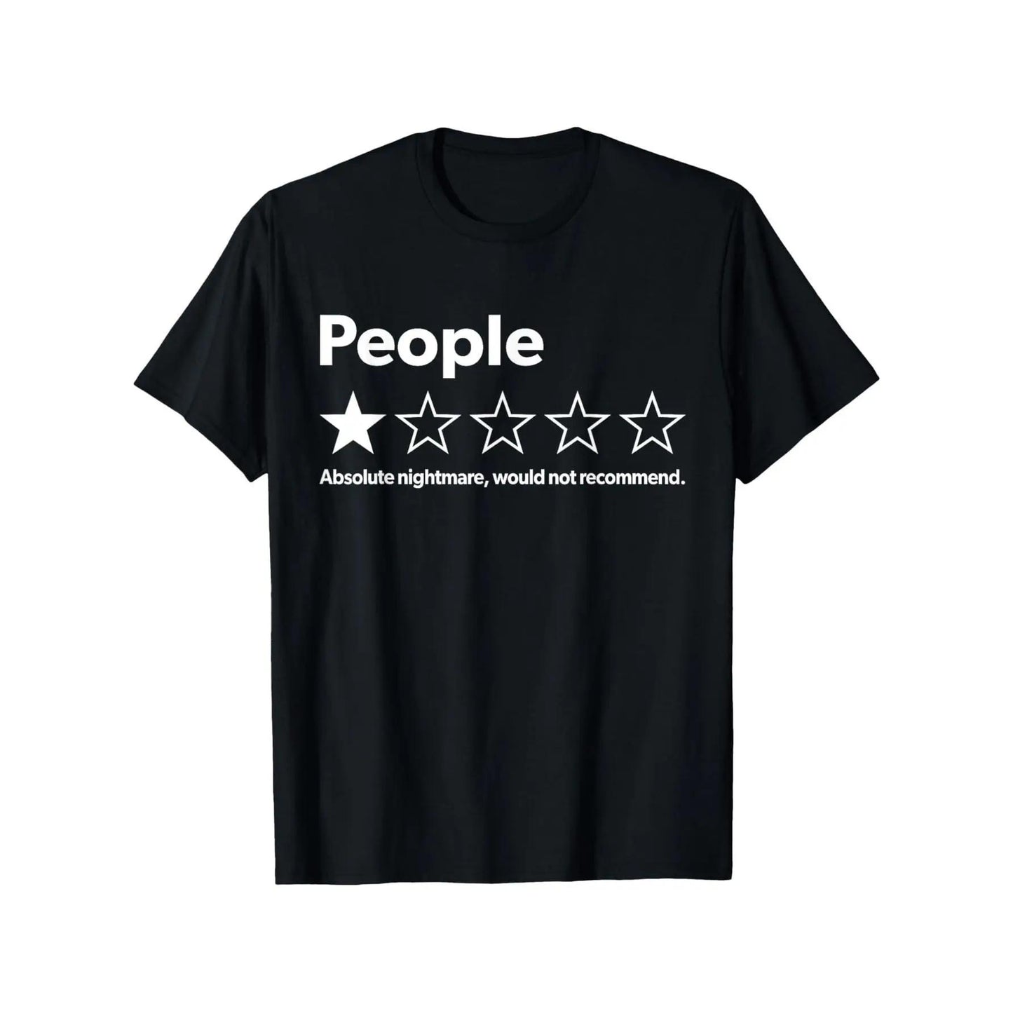 Unisex-Adults T-Shirt - Black,  Short Sleeve - Funny Review People One Star: Absolute  Would , Suitable for Mens & Womens Outdoor T-Shirt, 100%25cotton,