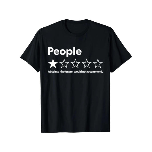Unisex-Adults T-Shirt - Black,  Short Sleeve - Funny Review People One Star: Absolute  Would , Suitable for Mens & Womens Outdoor T-Shirt, 100%25cotton,