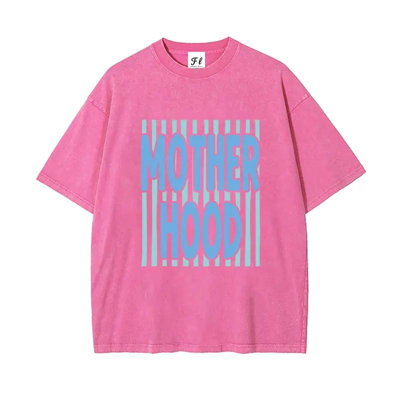 Motherhood Tee | Retro Washed Mint Stripe Graphic Tee,Vintage Oversized Washed Motherhood Tee