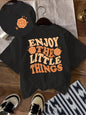 Women's Slogan Smiley Face Print Round Neck Graphic Tee, Vintage Trendy Casual Drop Shoulder Short Sleeve T-shirt for Daily Wear, Ladies Summer Outfit