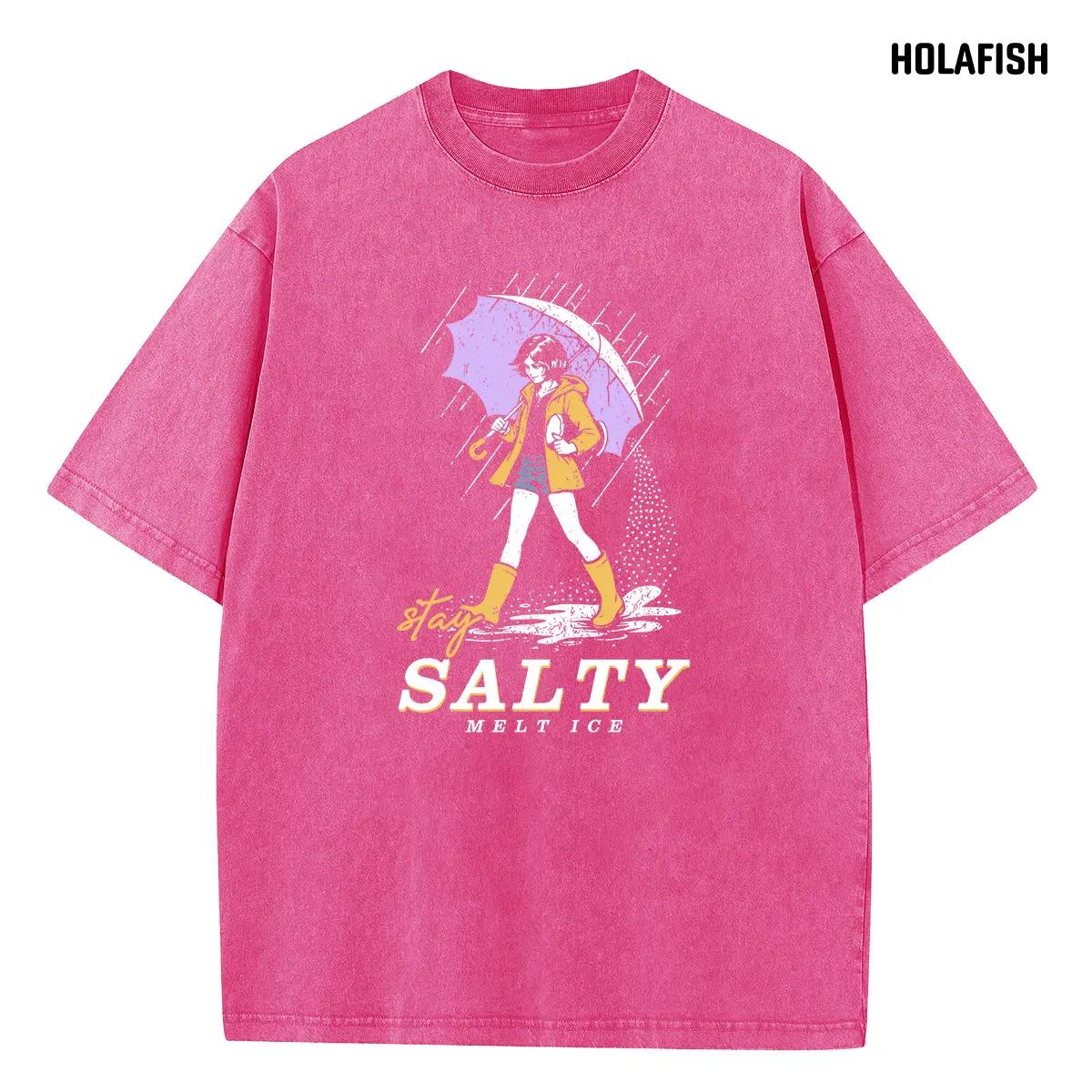 Holafish Womens Vintage Acid Wash Graphic Tee, Crew Neck Short Sleeve, Soft and Lightweight Cotton, Casual Cotton Unisex, Fashion Tops for Everyday Outfits