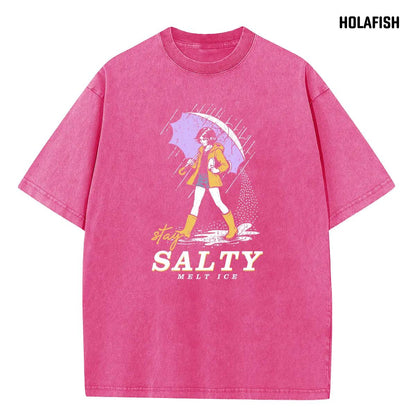 Holafish Womens Vintage Acid Wash Graphic Tee, Crew Neck Short Sleeve, Soft and Lightweight Cotton, Casual Cotton Unisex, Fashion Tops for Everyday Outfits