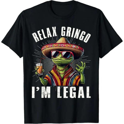 shirts - Cotton Short Sleeve Relax Gringo I'm Legal Mexican Lizard Funny T-Shirt for Men Women
