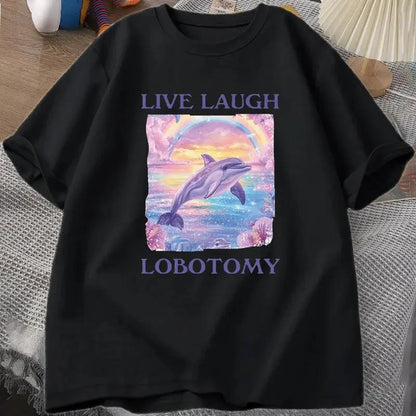 T Shirt Men Funny Dolphin Meme T-shirt Silly Weird Short Sleeve Tshirt Unisex Printed T-shirt Tops