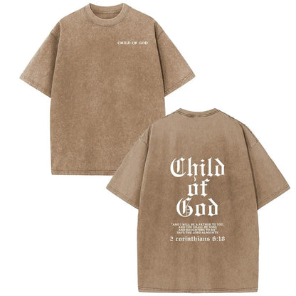 Holafish Oversize Acid Wash VintageChild Of God' Pattern T-Shirt,Heavyweight Cotton Streetwear graphic vintage Menswear Womenswear Crewneck Tshirt Top Hoodie