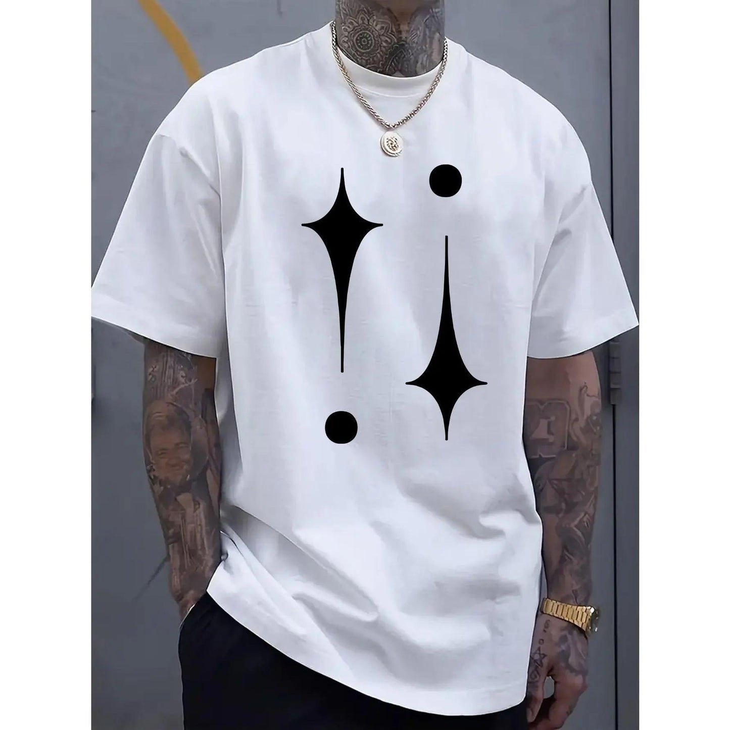 Simple And Fashionable Printed Men'S Crew Neck Short-Sleeved T-Shirt, Comfortable And Breathable Casual Sports Top, Suitable for Spring And Summer Vacation And Leisure, Plus Size