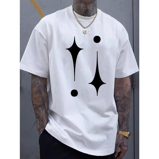 Simple And Fashionable Printed Men'S Crew Neck Short-Sleeved T-Shirt, Comfortable And Breathable Casual Sports Top, Suitable for Spring And Summer Vacation And Leisure, Plus Size
