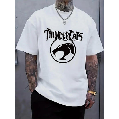Men'S Black "ThunderCats" Graphic T-Shirt - Casual Streetwear with Roaring Cat Design, Crew Neck, Short Sleeve, Regular Fit, Perfect for Daily Wear, Casual Streetwear | Bold Graphic Tee | Stretchy FabricFor your toay's outfit
