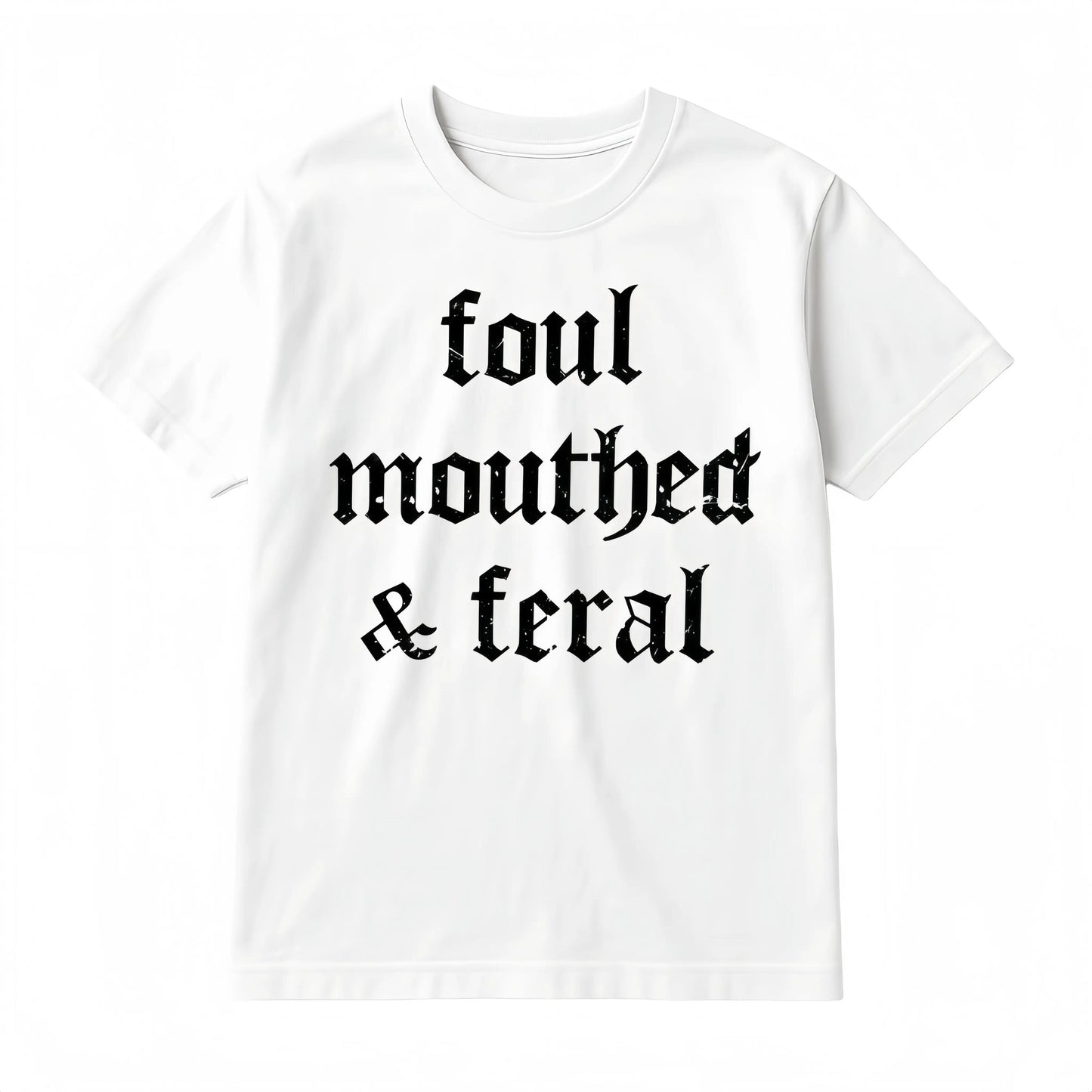 Women's Vintage Oversized Short-Sleeve Round Neck T-Shirt - Comfortable Foul-Mouthed Feral Retro Graphic Top, Funny Meme Tee for Moms, Casual Everyday Wear, outdoorfun, Casual Wear, T Shirts Women