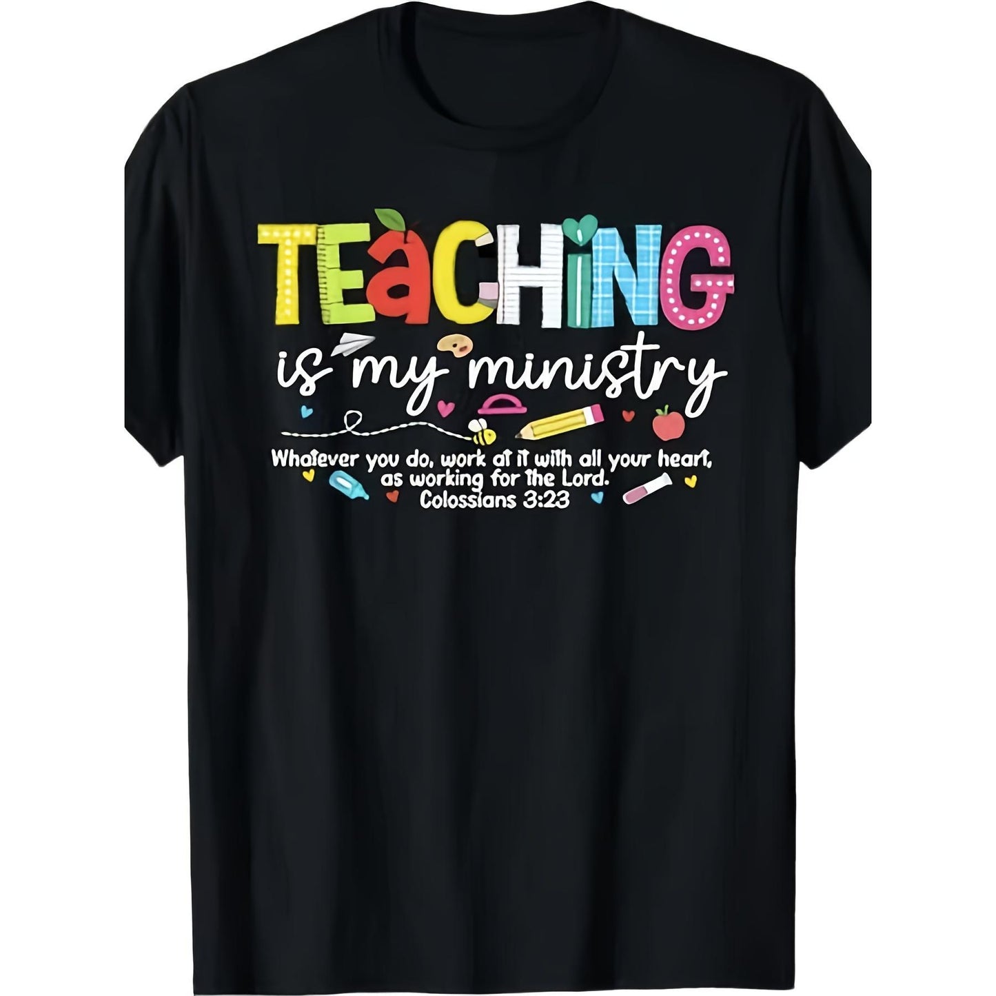 Teaching Is My Ministry God Christian Teacher Back to School T ShirtMerry Christmas Oversized T Shirt Soft Holiday Gift Tee for Family