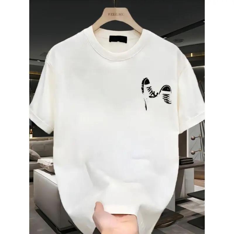 Men's Round Neck Shortsleeve Graphic Print Cotton Tee - Summer Basic Light Tropical Breathable Fabric, Soft Thick Minimalist Sweat Tshirt, Thermally Optimized Fitted Casual Streetwear Boxy Baggy Top,summervibes