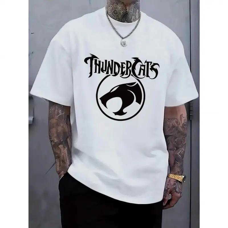 Men'S Black "ThunderCats" Graphic T-Shirt - Casual Streetwear with Roaring Cat Design, Crew Neck, Short Sleeve, Regular Fit, Perfect for Daily Wear, Casual Streetwear | Bold Graphic Tee | Stretchy FabricFor your toay's outfit