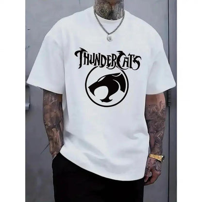 Men'S Black "ThunderCats" Graphic T-Shirt - Casual Streetwear with Roaring Cat Design, Crew Neck, Short Sleeve, Regular Fit, Perfect for Daily Wear, Casual Streetwear | Bold Graphic Tee | Stretchy FabricFor your toay's outfit