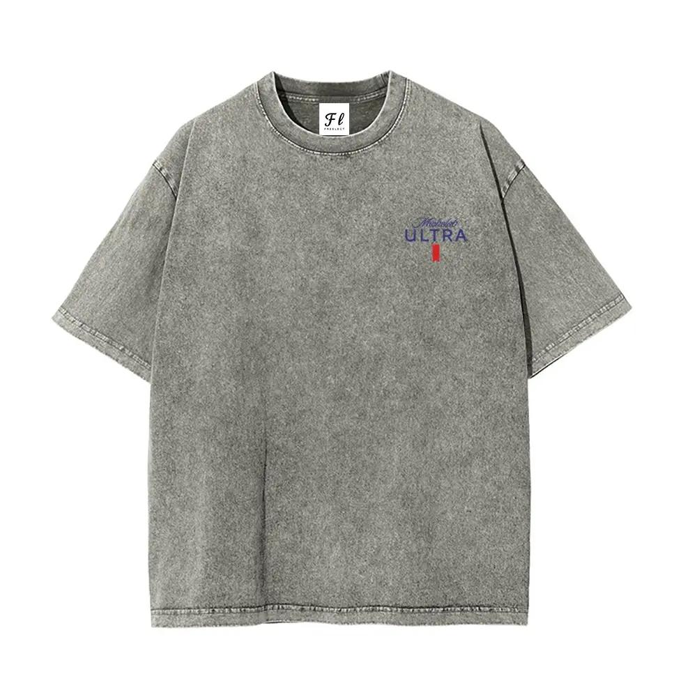 Golf Retro Washed  Cotton T-Shirt for Men, Loose Crew Neck, Casual Breathable, Michelob Ultra Golf Design,Suitable For Street Retro And Outdoor Sports And Leisure, Everyday Outfit