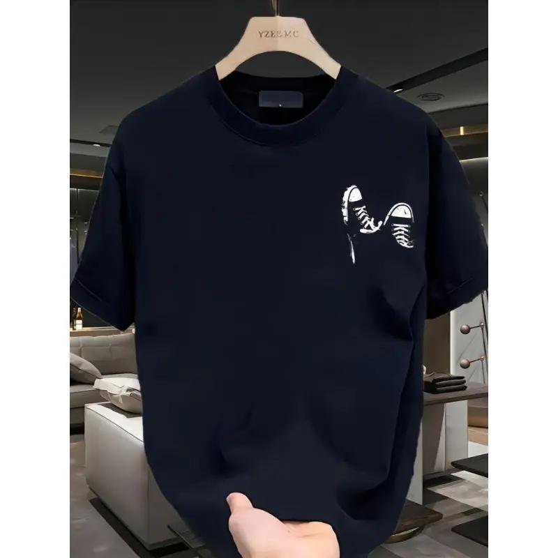 Men's Round Neck Shortsleeve Graphic Print Cotton Tee - Summer Basic Light Tropical Breathable Fabric, Soft Thick Minimalist Sweat Tshirt, Thermally Optimized Fitted Casual Streetwear Boxy Baggy Top,summervibes