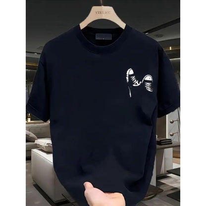 Men's Round Neck Shortsleeve Graphic Print Cotton Tee - Summer Basic Light Tropical Breathable Fabric, Soft Thick Minimalist Sweat Tshirt, Thermally Optimized Fitted Casual Streetwear Boxy Baggy Top,summervibes