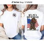 T - shirt with "WE'LL PUT A BOOT IN YOUR ASS" slogan, American flag & military boot graphic, front "CONTEST OF THE RED WHITE AND BLUE" design