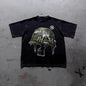 War Helmet Faith Over Fear Graphic Print Cotton T-Shirt, grunge y2k emo scene tapout goth amity affliction style clothes, Unisex T-shirt