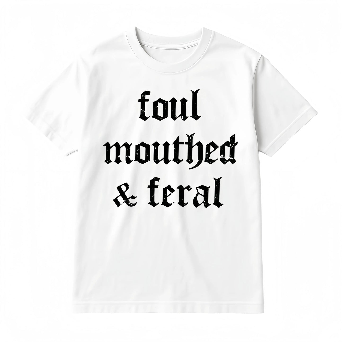 Women's Vintage Oversized Short-Sleeve Round Neck T-Shirt - Comfortable Foul-Mouthed Feral Retro Graphic Top, Funny Meme Tee for Moms, Casual Everyday Wear, outdoorfun, Casual Wear, T Shirts Women