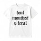 Women's Vintage Oversized Short-Sleeve Round Neck T-Shirt - Comfortable Foul-Mouthed Feral Retro Graphic Top, Funny Meme Tee for Moms, Casual Everyday Wear, outdoorfun, Casual Wear, T Shirts Women