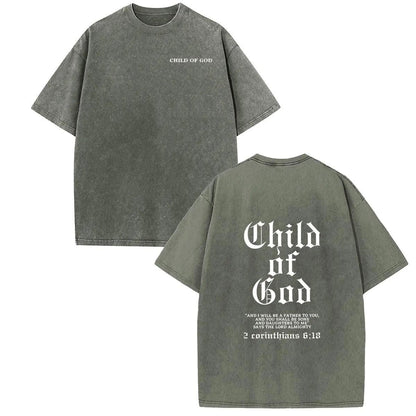 Holafish Oversize Acid Wash VintageChild Of God' Pattern T-Shirt,Heavyweight Cotton Streetwear graphic vintage Menswear Womenswear Crewneck Tshirt Top Hoodie